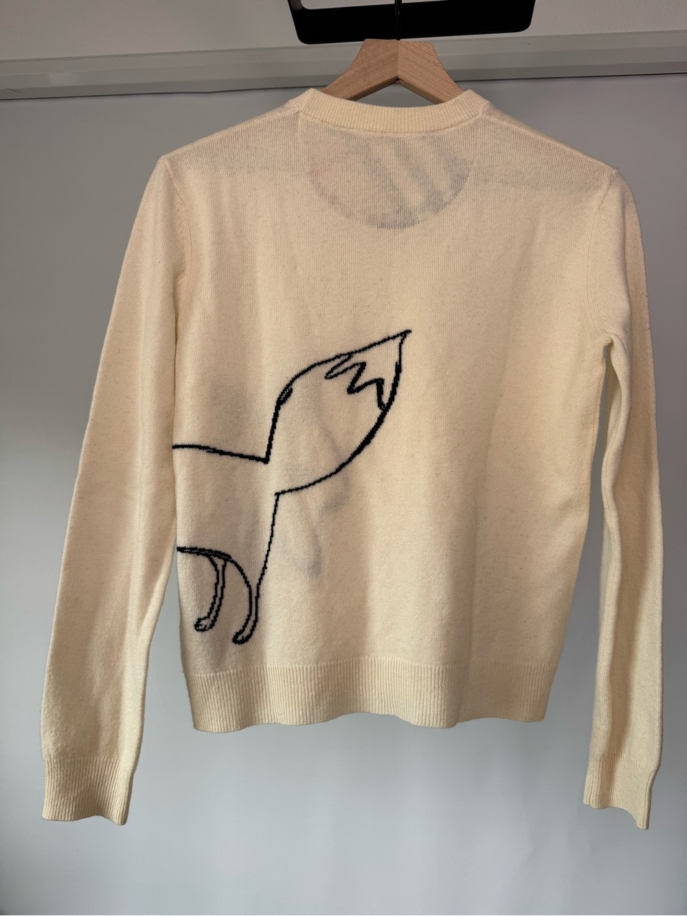 Burberry Brit Fox Intarsia Wool Cashmere Sweater Cream Size M - Picture 3 of 10
